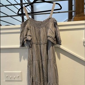 A long grey denim dress